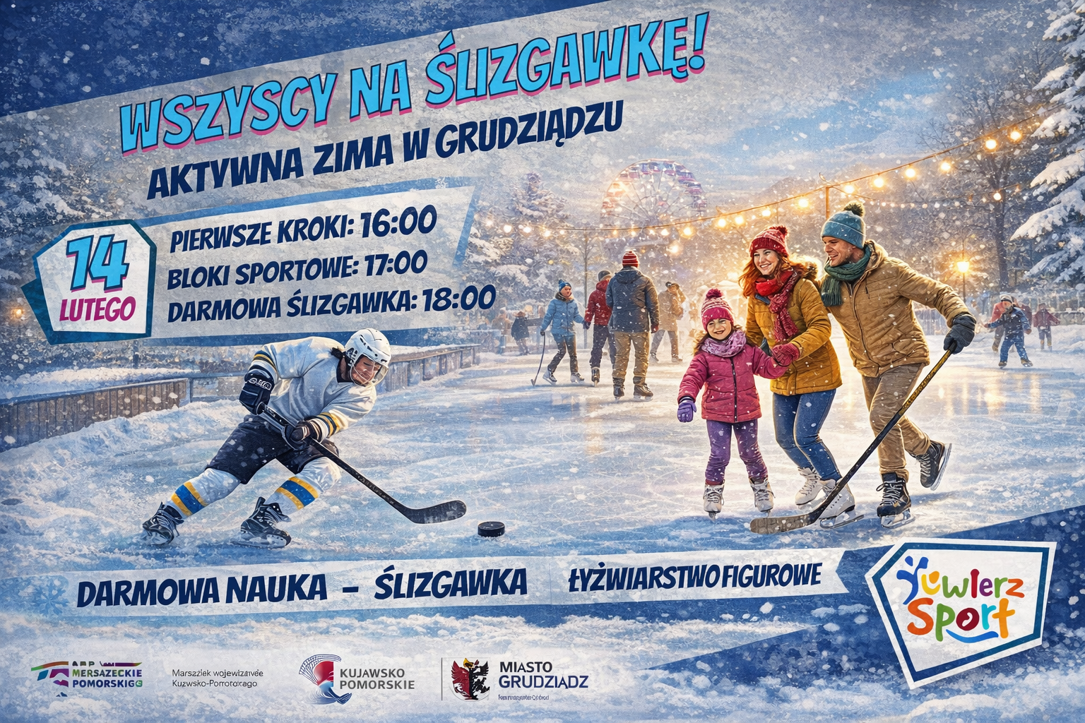 Wszyscy na ślizgawkę – darmowa ślizgawka i aktywna zima w Grudziądzu, Park Miejski