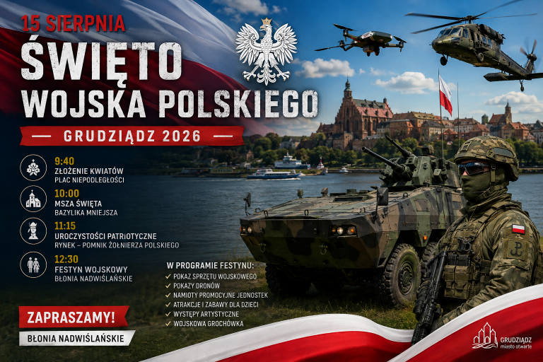 Święto Wojska Polskiego 2026 w Grudziądzu. Uroczystości, defilada i festyn wojskowy